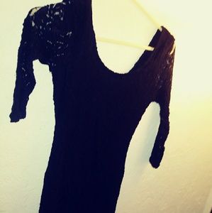 Long lace black dress